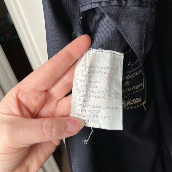 Ermenegildo Zegna Super 100S Navy Wool Mens Blazer 48 - Picture 4 of 12